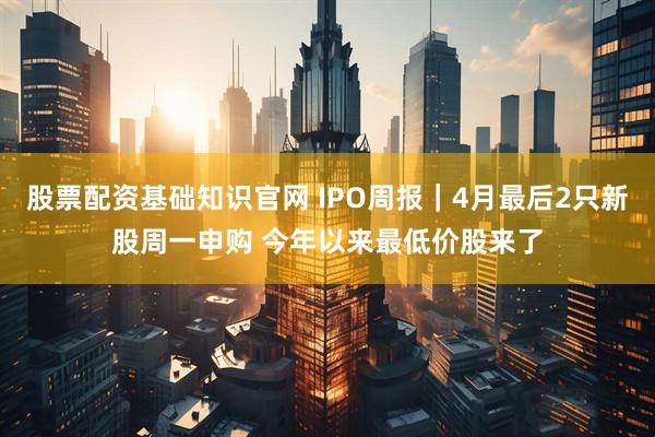 股票配资基础知识官网 IPO周报｜4月最后2只新股周一申购 今年以来最低价股来了